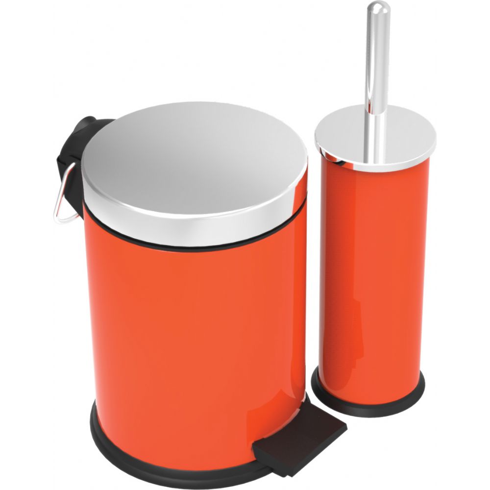 Toilet Brush & Pedal Bin Orange